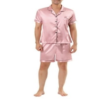 Jedinstvene ponude muške odjeće za spavanje kratki rukavi i hlače satenski pidžama set
