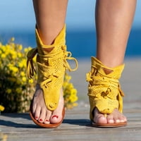 Ženske sandale za žene, Japanke Za žene, udobne sandale, Ležerne ljetne cipele u boemskom stilu s vintage resicama-žuta Veličina