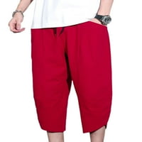 Muške jednobojne hlače pripijene jogging hlače s džepovima ljetne Capri hlače za slobodno vrijeme Harem hlače u sivoj boji
