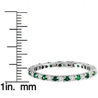 14k dijamantni i smaragdni prsten od bijelog zlata