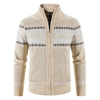 Muški casual jesen / zima pulover s patentnim zatvaračem, kardigan s printom, majice, džemper, bluza, jakna - bež;
