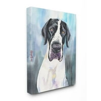 Stupell Industries Great Dane Dog Pet Animal Animal Blue Akvarel Slikanje platna zidna umjetnost George Dyachenko