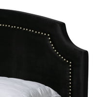 Baxton Studio Oxley tradicionalni glam i luksuzni crni baršun i zlatni metal veličine kraljice ploče kreveta