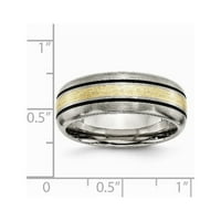14-karatni prsten od titana sa žućkastim umetkom, mat i starinski