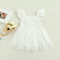 Dječja čipkasta Tutu haljina za djevojčice, jednobojna haljina s izrezom u obliku slova A i dugim rukavima, jednodijelna