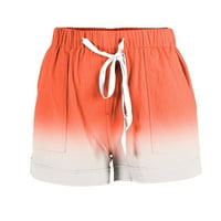 Ženske ljetne kratke hlače visoke elastičnosti s udobnim vezicama, Ležerne kratke hlače s elastičnim pojasom i džepovima, narančasta