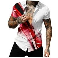 + Muška košulja kratkih rukava, modni ležerni print na kopčanje, ugrađene osnovne košulje, bluza običnog kroja