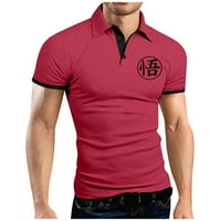 Muška majica za golf ležerna sportska majica s izrezom u obliku slova U i rebrastim ovratnikom kratkih rukava modna ležerna jednobojna
