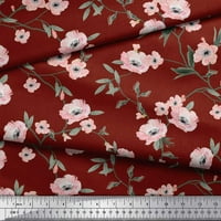 Tkanina od crvenog baršuna s cvjetnim printom u obliku lišća i božura širine dvorišta