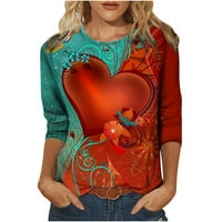 Majice za Valentinovo za Žene, Ležerne kapuljače s okruglim vratom i rukavima, puloveri širokog kroja, topovi, gradijentni print