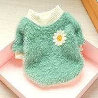 Džemperi za male pse u stilu Reed Doga, plišani džemper s okruglim vratom s cvijećem u tratinčici za djevojčice