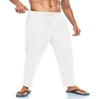 Ležerne hlače za muškarce s elastičnim strukom i vezicama, ležerna joga pidžama, hlače za spavanje s džepovima