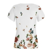 Ženske majice s kratkim rukavima, Ženske proljetne i ljetne Casual majice s izrezom i printom, majice kratkih rukava, Majice kratkih