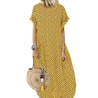 Ženska haljina s printom na točkice s okruglim vratom meka prozračna haljina za djevojčicu, ženu, majku koja voli