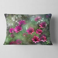 Designart crveni i ružičasti cvjetovi na zelenom - cvjetni jastuk za bacanje - 12x20