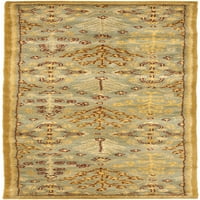 Cvjetni i geometrijski cvjetni tepih od vune, svijetloplava sa zlatom, 2 '3 16'