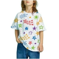 Bluze i košulje s kratkim rukavima i okruglim vratom za djevojčice i dječake, modni vrhovi kratkih rukava s uzorkom dinosaura iz