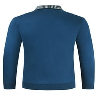 Muška polo majica s reverom, bluza s dugim rukavima, rebrasti rub, karirana teniska majica, plava boja