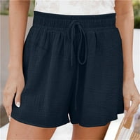 Ženske Ležerne ljetne kratke hlače za plažu s elastičnim pojasom i udobnim vezicama u tamnoplavoj boji;