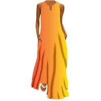Sunčane haljine za žene, večernje haljine s izrezom i printom, Bez rukava, narančasta 2 inča