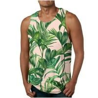 Veliki i visoki zeleni vrhovi za muškarce Novi modni casual muški ljetni havajski cvjetni dres sportska majica s okruglim vratom