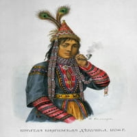 Kirgistan, 1836. Na bogatom Kirgistanu. Akvarel Fedora Solntseva, 91836. Ispis plakata od