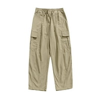 Muške hlače od donjeg rublja, ljetne Ležerne hlače širokog kroja s ravnim nogavicama s elastičnim kaki strukom, 2 inča