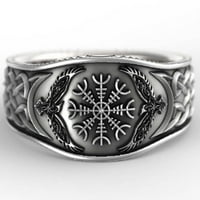 Najveća breza široka srebrna boja muški prsten legura orao kompas rezbareni prsten prst nakit pribor legura srebro