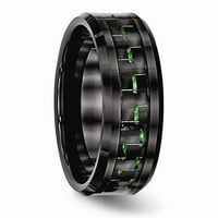 Keramika u crnoj boji sa zelenim umetkom od karbonskih vlakana prsten s kosim rubom