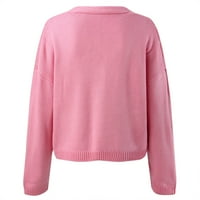 Ženski kardigan veličine plus, ležerni lagani pleteni kardigan, džemperi u ružičastoj boji