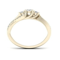 1 2CT TDW Dijamant 10k žuto zlato Tri kamena obljetnički prsten