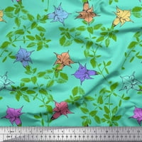 Svilena tkanina od krep-A S cvjetnim tiskom lišće i zvona širine dvorišta