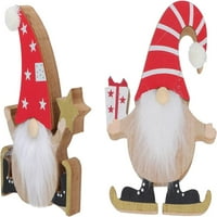 Drvene božićne figurice Djed Mraz Gnome Stolni Božićni ukrasi ukras za kamin za poklone Božićni blagdanski ukras