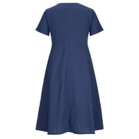 Ženska sunčana haljina Plus veličine na rasprodaji, ljetna ležerna haljina s izrezom u obliku slova u, jednobojna haljina kratkih