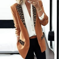 Ženski modni blejzeri i jakne s leopard printom Casual Loose odijelo uredski sako s reverom s dugim rukavima kaput