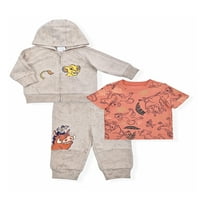 Disney The Lion King Boy Boy Hoodie, majica s kratkim rukavima i set odjeće za jogger, veličine mjeseci- mjeseci