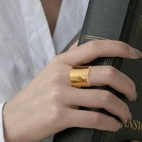 Modni pozlaćeni prstenovi za žene, Vintage debeli prstenovi za palac od nehrđajućeg čelika za muškarce, prsten široke vrpce veličine