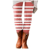 ženske rastezljive svestrane Ležerne hlače s božićnim printom tajice Slatki Setovi za vježbanje kratke hlače za žene