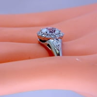 Ženski Vintage zaručnički prsten od bijelog zlata od 18 karata s bijelim safirom u sredini od 1 karata i dijamantima od 0 karata