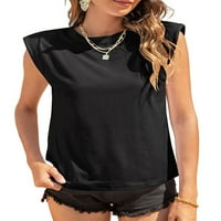 Ženska majica bez rukava prsluk majica s okruglim vratom ženska udobna majica Casual majica Crna