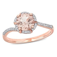 Miabella Women's 1- Carat T.G.W. Morganite i Carat T.W. Dijamant 14KT cvjetni zaručnički prsten od ruže zlata