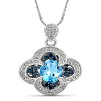Jewelersclub Carat T.G.W. Blue Topaz i Carat T.W. Plavo -bijeli dijamantski privjesak od srebra, 18