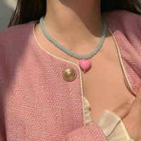 Ogrlica Djevojka Plava ružičasta srca privjesak ogrlica Vila ovratnik lanac privjesak nakit za žene Privjesak za djevojčice