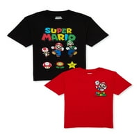 Super Mario Boys Mario and Friends Grafičke majice, 2-pack, veličine 4-18