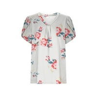 Ženske majice s rukavima s laticama, košulje kratkih rukava i dekolte u obliku slova u, slatke ljetne Ležerne majice s cvjetnim printom,