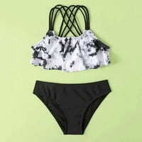 Ljetni Slatki kupaći kostim za djevojčice s gradijentnim križnim printom i dvodijelnim cvjetnim printom