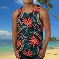 Muške majice s naramenicama, ljetne modne Ležerne košulje za plažu bez rukava s printom na plaži s okruglim vratom za muškarce