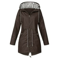 Vjetrootporna jakna za žene Plus veličine, Jednobojni vanjski kišni kaput s kapuljačom s džepom, kišne jakne za žene