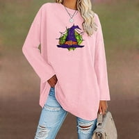 Ženske modne bluze jesen-zima košulje casual labav, Okrugli vrat, ramena, dugi rukav, Plus size, Ženski vrhovi, ružičasti;