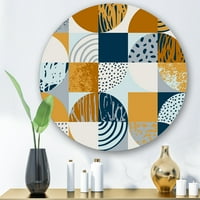 Dizajnerska umjetnost Retro polukrugovi, kvadrati i krugovi Moderni kružni metalni zidni umjetnički disk od 23